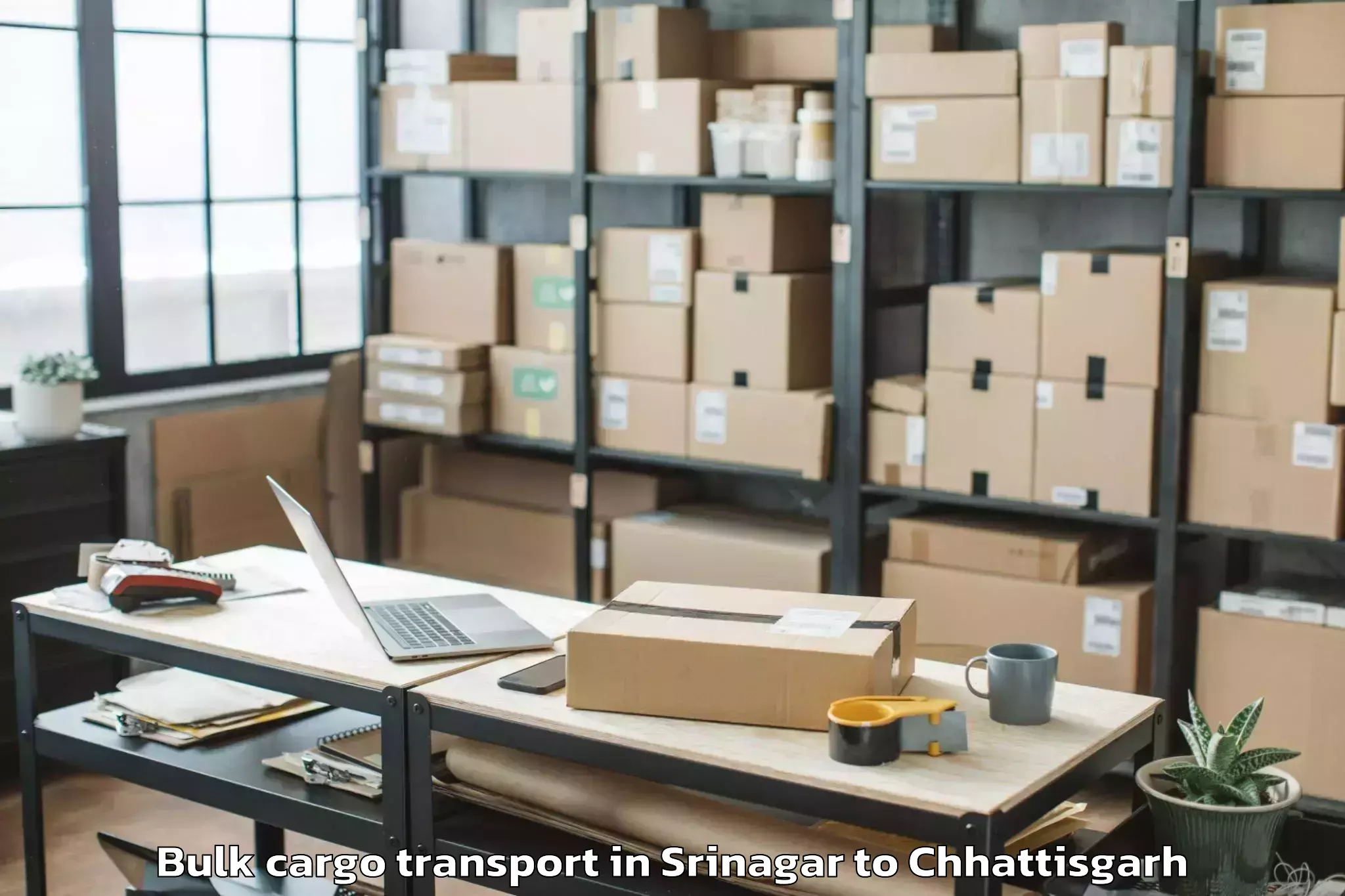 Hassle-Free Srinagar to Jashpur Bulk Cargo Transport